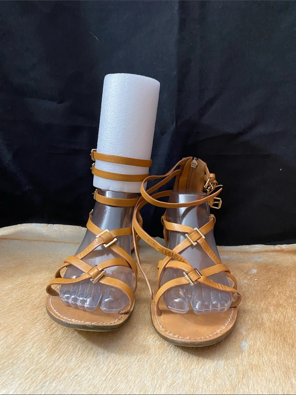 Tory Burch Tan Strappy Leather Gladiator Sandals